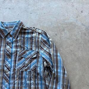 Rare Vintage Western Embroidered y2k pearl snap mens size XL